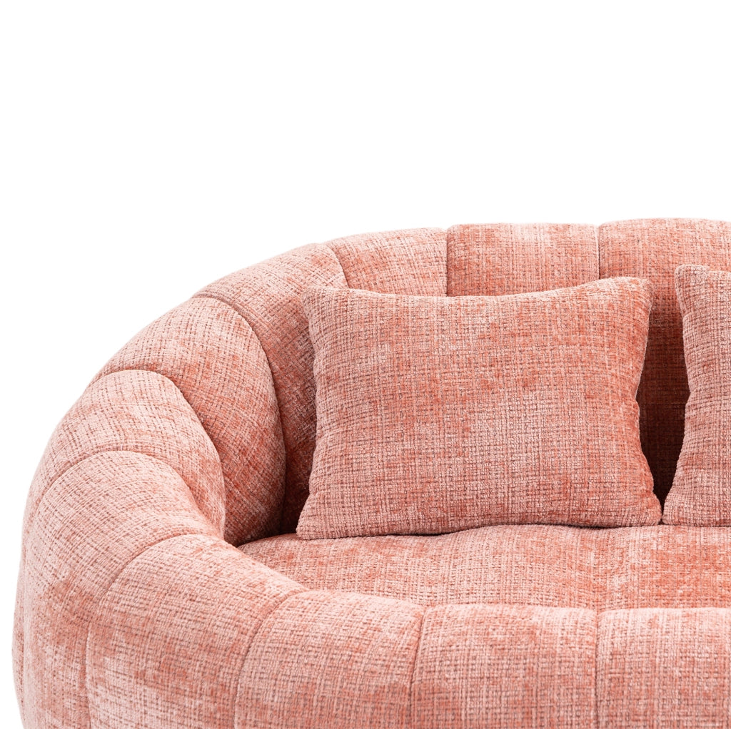Divano lounge 2 posti in ciniglia rosa con schiuma memory