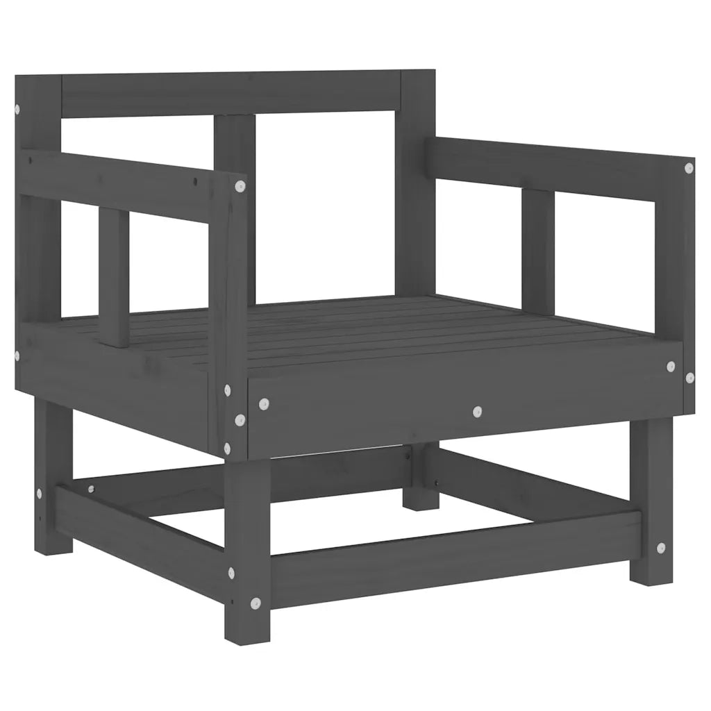 Sedia da patio-Sedie da Giardino con Cuscini 2pz Legno Massello di Pino Grigio 674385