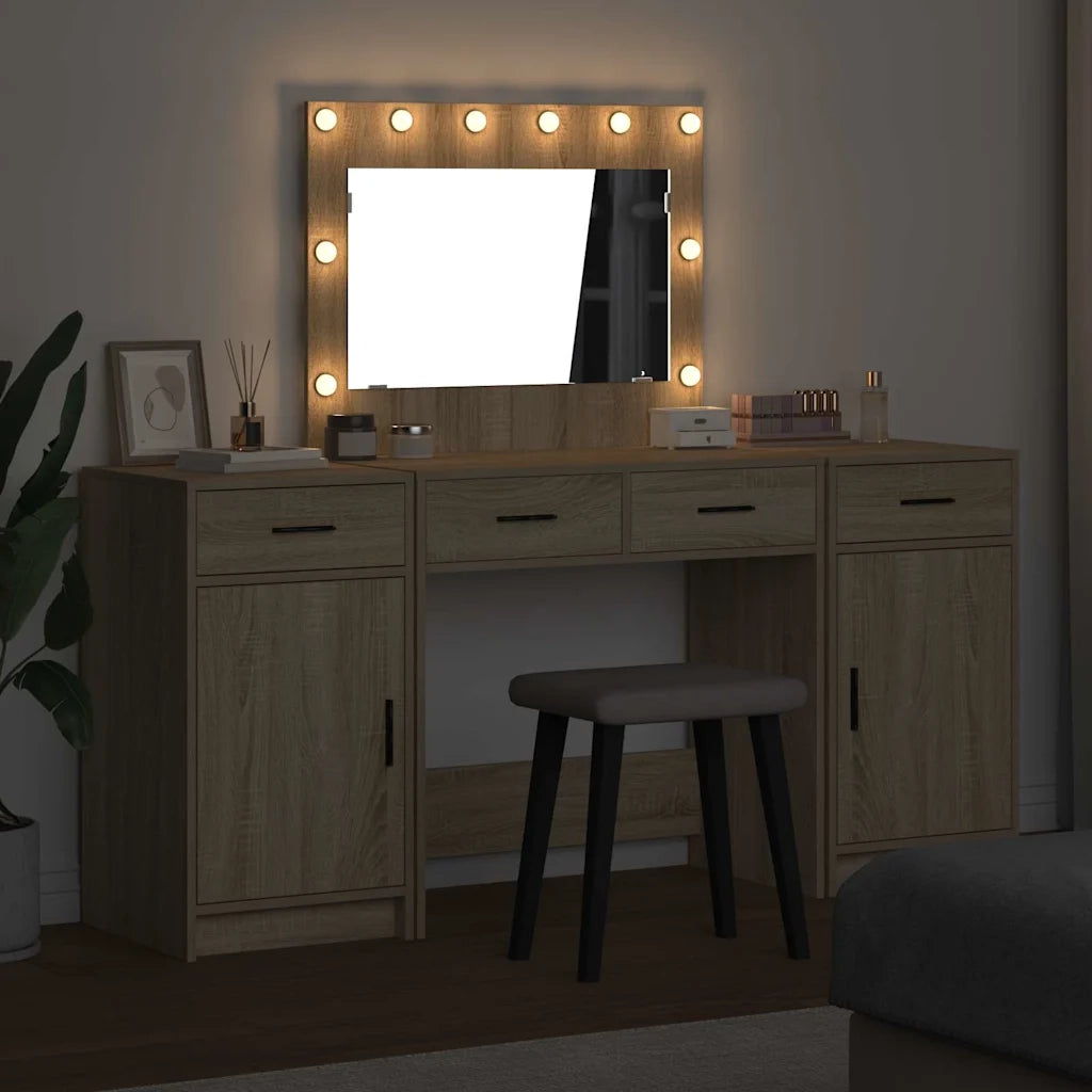 Tavolo da Trucco con cassetto 3 pcs Marrone Legno multistrato 3334247