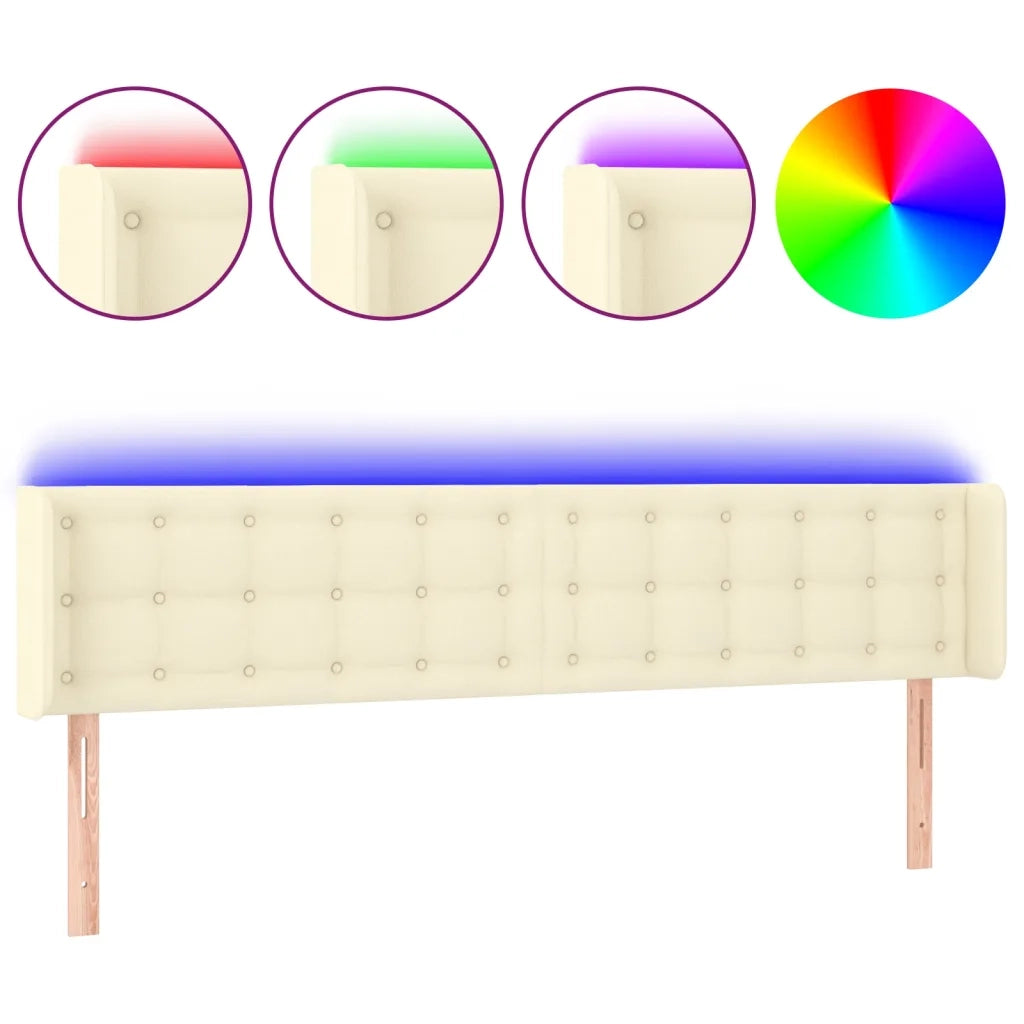 Testiera a LED Crema 183x16x78/88 cm in Similpelle cod mxl 49790
