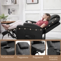 Poltrona Relax Massaggiante con 8 Punti, 5 Modalità e 2 Intensità, Reclinabile con Poggiapiedi e Girevole, 84x92x109cm, Nero