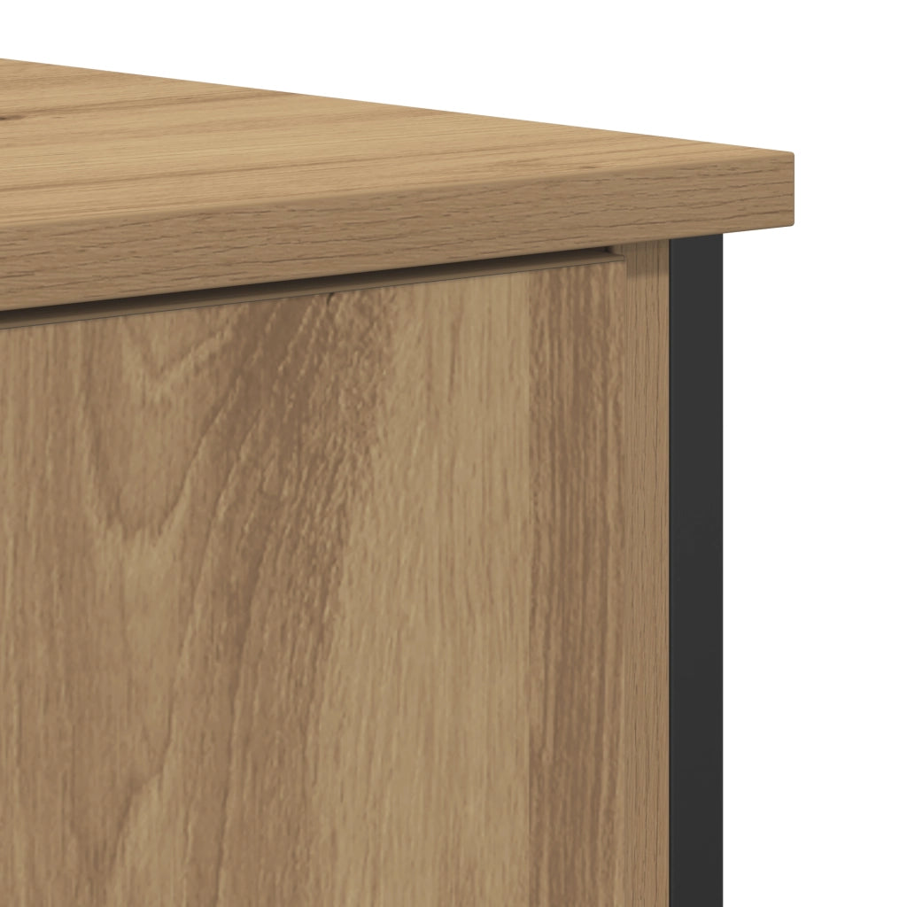 Credenza in Rovere Artigianale 70x30x80 cm Legno ingegnerizzato e Acciaio