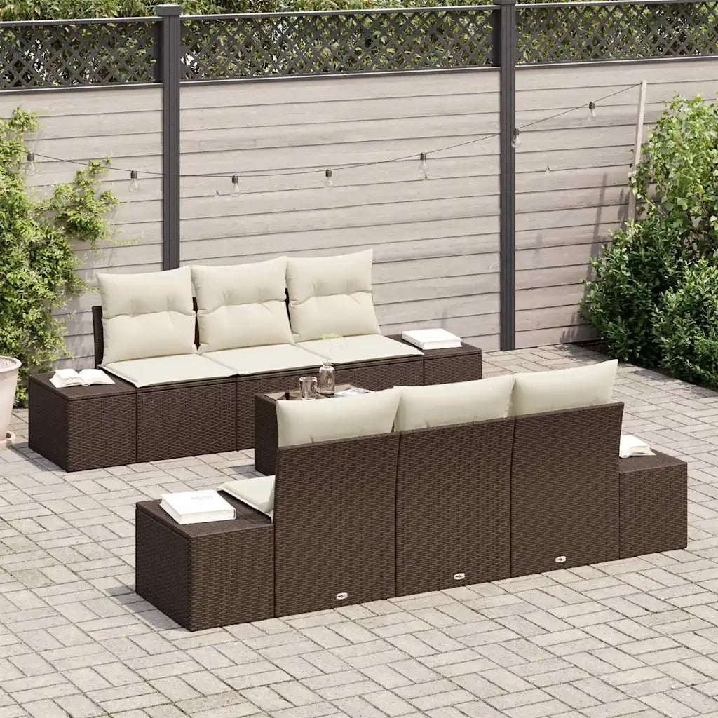 Set Divano da Giardino 8 pcs Marrone e Crema polyrattan 3355617