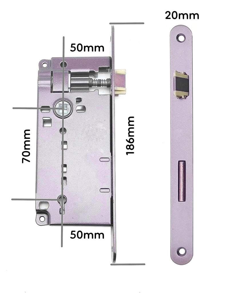 Serratura patent per porta scorrevole 50x8 mm ottonato