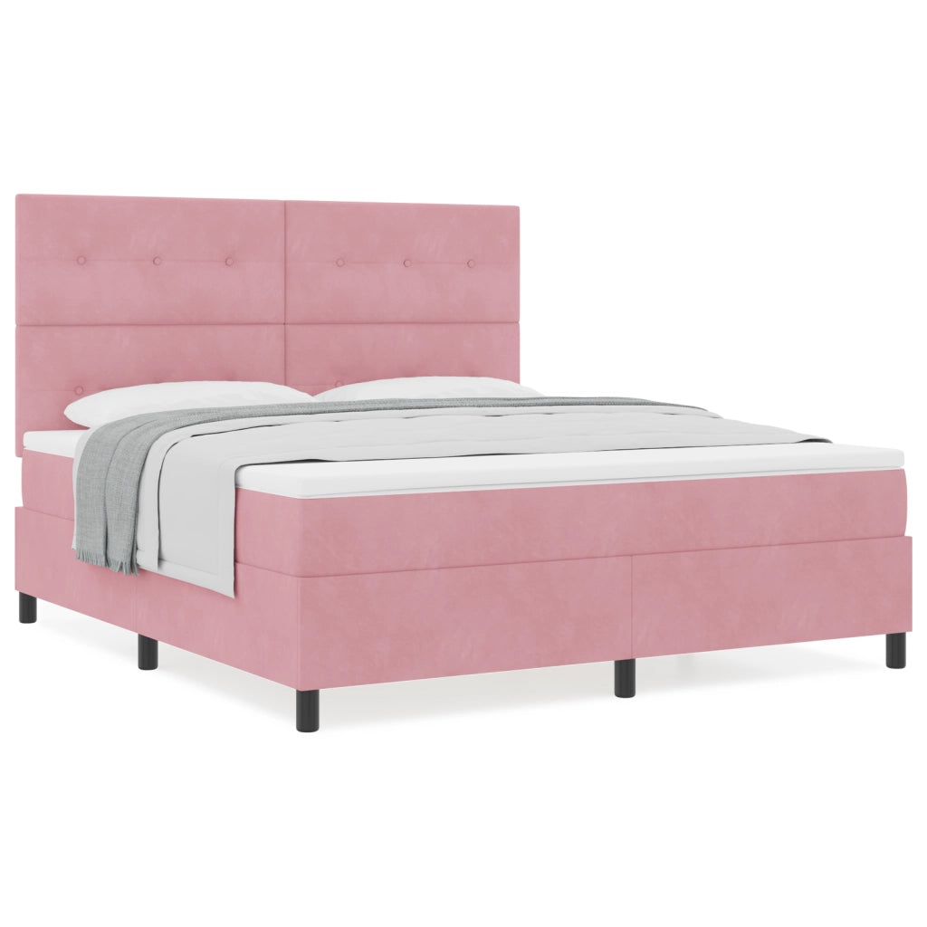 letto a molle  con materasso rosa super king in velluto