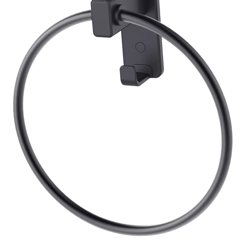 Porta salviette ad anello nero opaco - Serie Blend