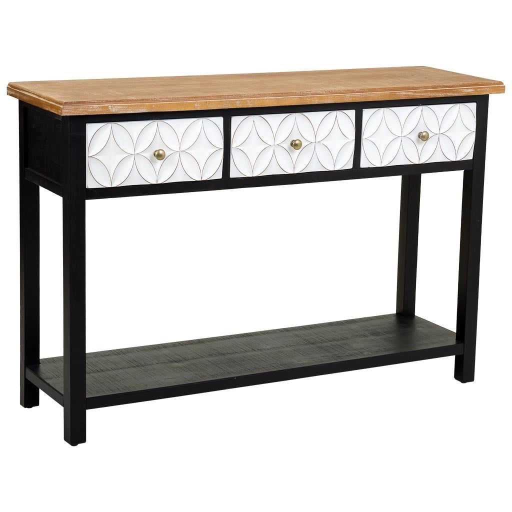Mobile da ingresso in legno con 3 cassetti 120x40x81