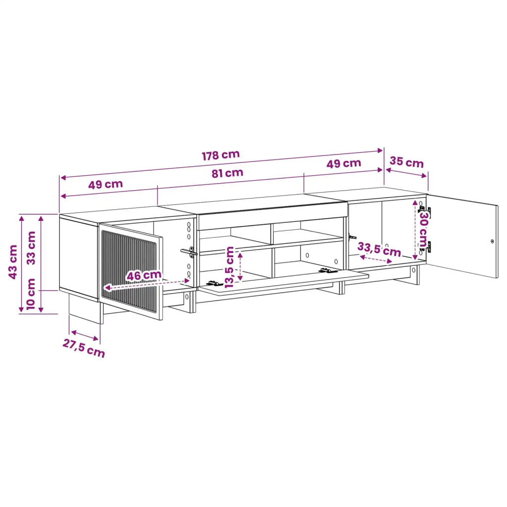 Mobile TV LED a 5 pezzi Nero Legno ingegnerizzato 3416415