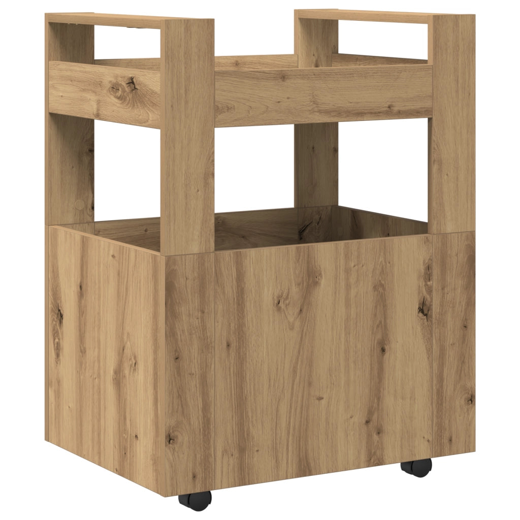 Carrello da Cucina  Rovere Artigianale 60x45x80 cm Legno Ingegnerizzato
