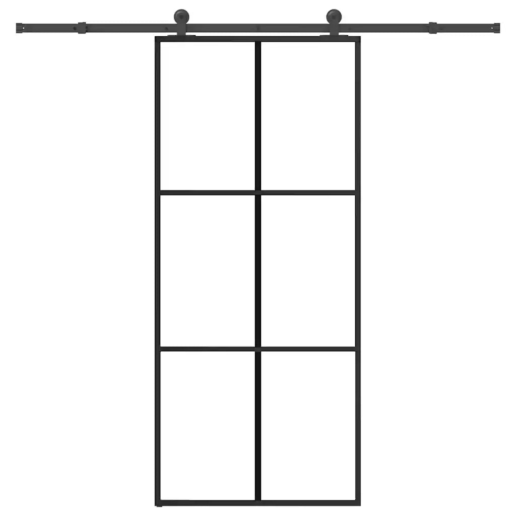Porta Scorrevole con Ferramenta 90x205cm Vetro ESG Alluminio