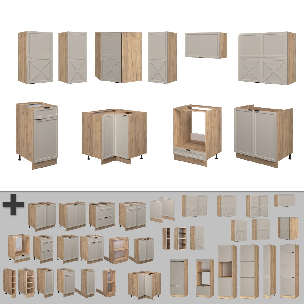 Vicco Cucina angolare completa Grigio/beige/rovere dorato 160 x 190 cm , PL Antracite