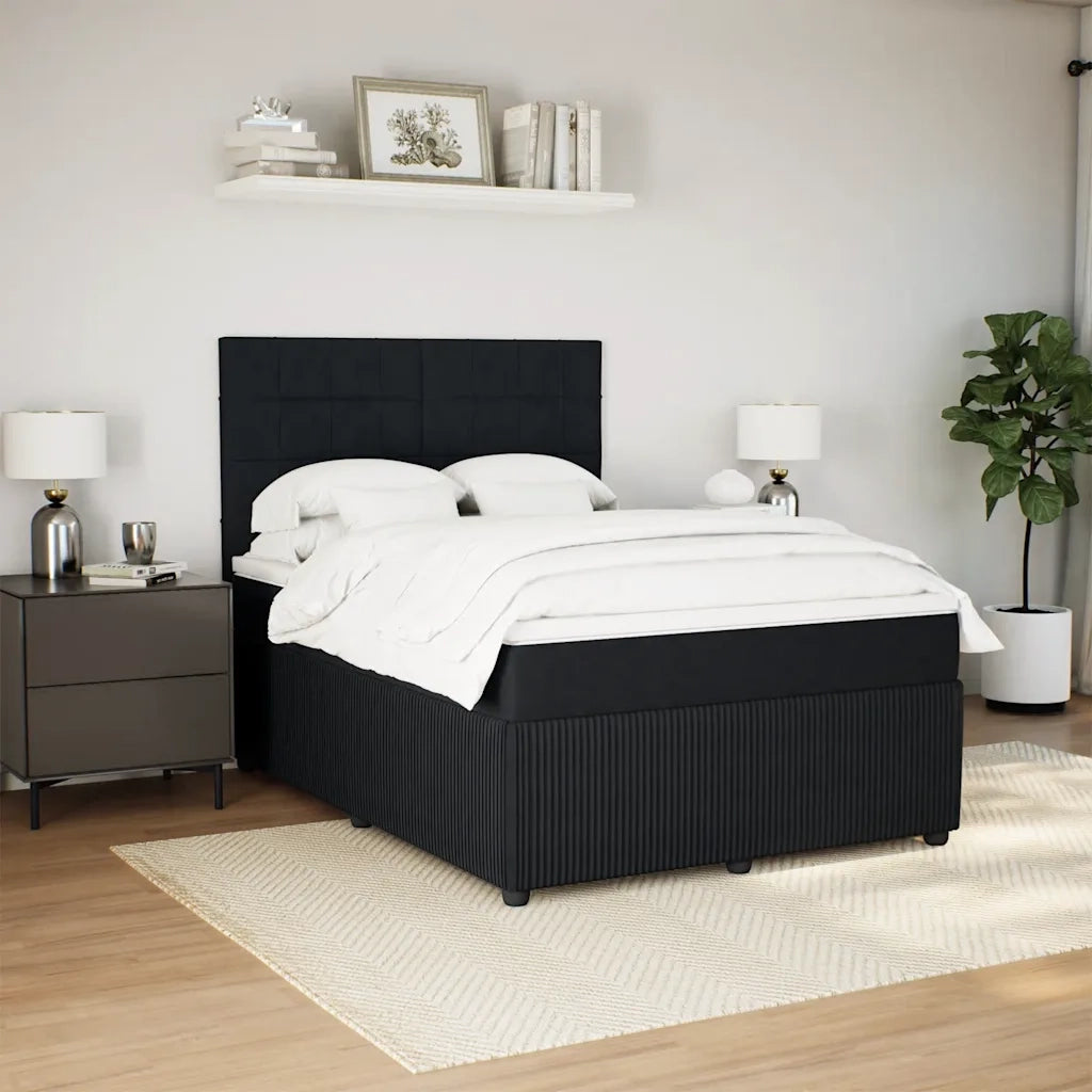 Giroletto a Molle con Materasso Nero 140x190 cm in Velluto 3292336