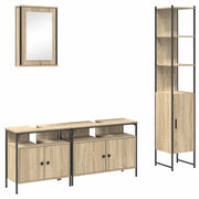 Set di mobili per il Bagno | Armadio da bagno con lo scaffale 4 pz Rovere Sonoma