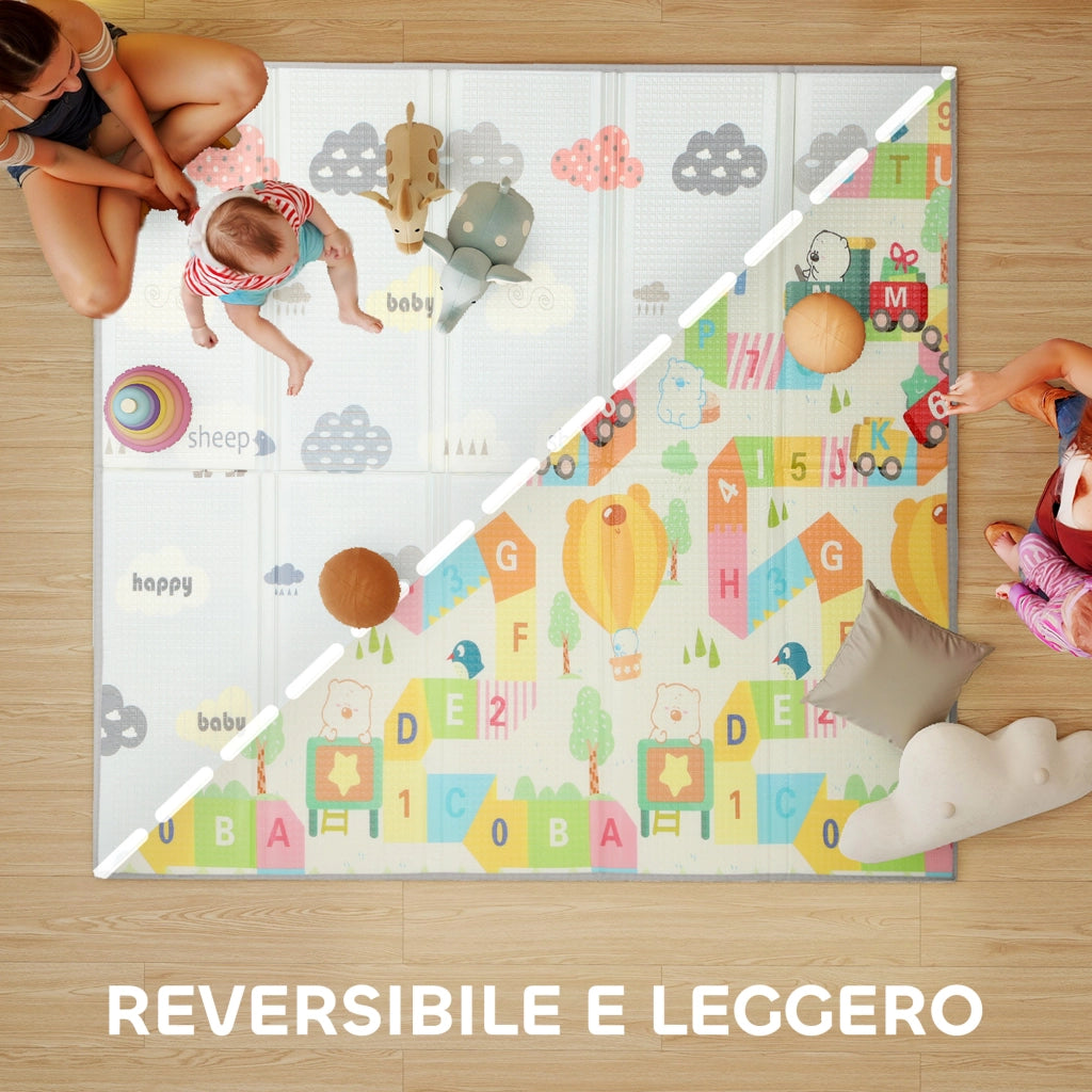 Tappeto per Bambini con Lettere dell'Alfabeto e Superficie Impermeabile in XPE Multicolore. 200x180x1.5 cm