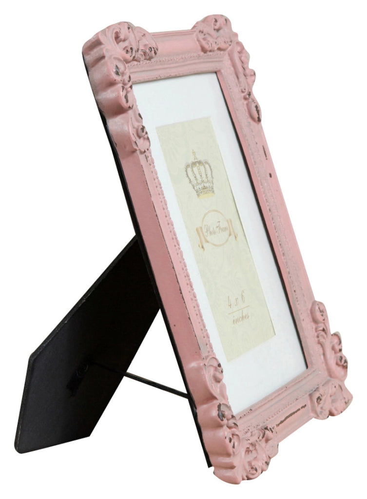 Biscottini Portafoto da appoggio verticale/orizzontale in resina finitura rosa anticata L20xPR2,5xH25 cm