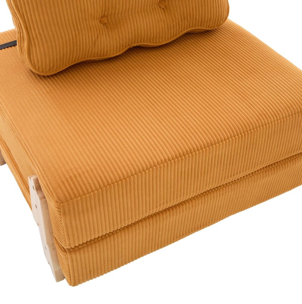 Poltrona pieghevole trasformabile in letto 90x86x84 cm in velluto a coste arancione