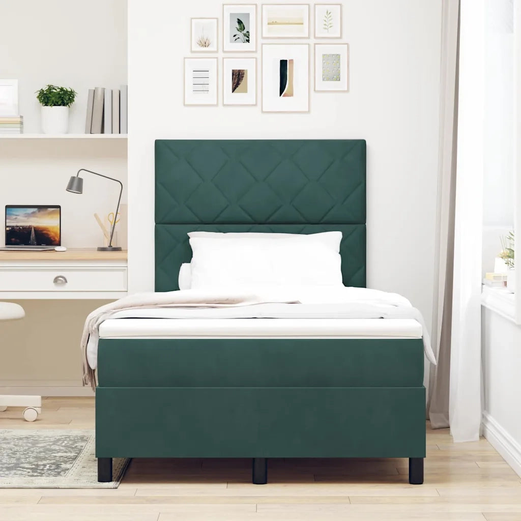 Letto a Sorgente LED Verde Scuro 120 x 200 cm Velluto 3343373