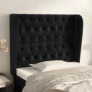 Testiera ad Orecchio-Testata con Orecchie Nera 103x23x118/128 cm in Velluto 841073