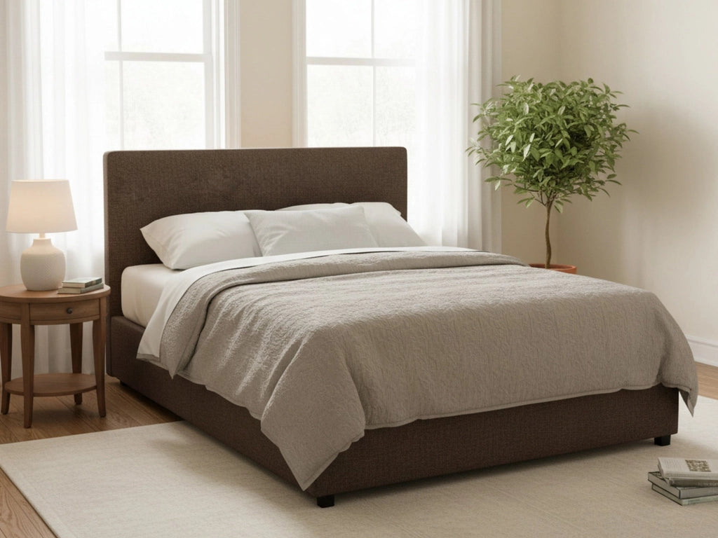 Basildon, Letto Matrimoniale Sfoderabile Made in Italy, Marrone
