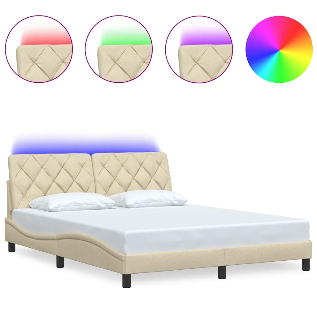 Giroletto con LED senza Materasso Crema 160x200 cm in Tessuto 3310683