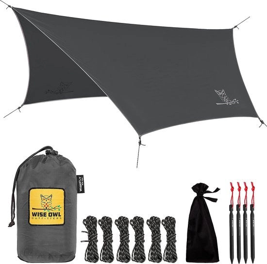 Tenda Impermeabile, Protezione da Sole, Acqua e UV, per Hammock, Campo, Accessori per Campeggio, Tenda di Emergenza, Ultra Leggero, 535 g, Attrezzatura da Campo (Grigio Scuro)