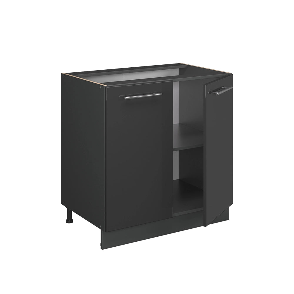 Vicco Mobile lavello cucina Antracite lucido 80 cm con ripiano, PL Marmo