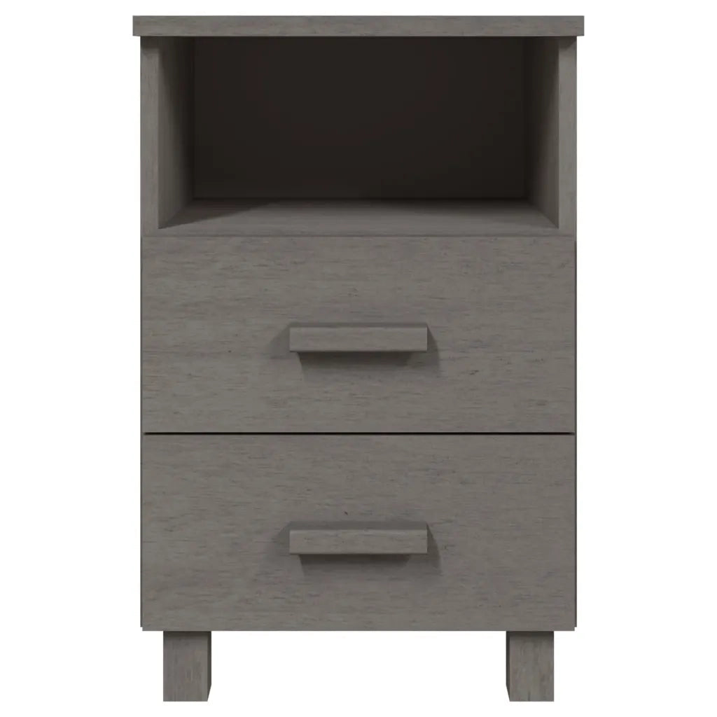 Comodino | Armadio da Notte | Mobiletto da notte HAMAR Grigio Chiaro 40x35x62 cm Legno Massello di Pino