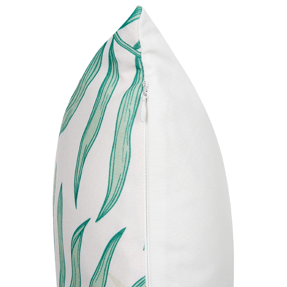 Set di 2 cuscini da esterno in tessuto di  poliestere beige e verde con motivo a foglia di palma 40 x 60 cm esterno interno giardino