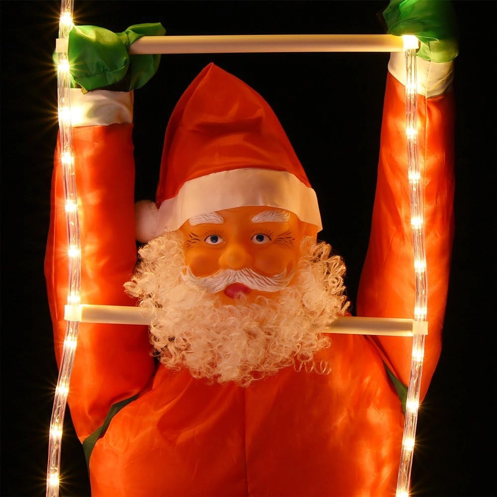 ® Babbo Natale con LED sulla Scala XXL 240cm Addobbi Natalizi Luminosi Interni ed Esterni Decorazioni Natalizie