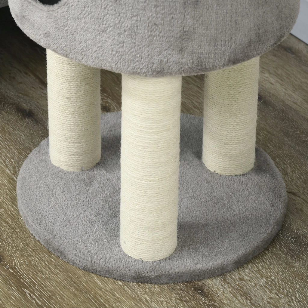 Albero tiragraffi per gatti con piattaforma e nicchia ¨C zephmum ¨C grigio naturale altezza 103 cm
