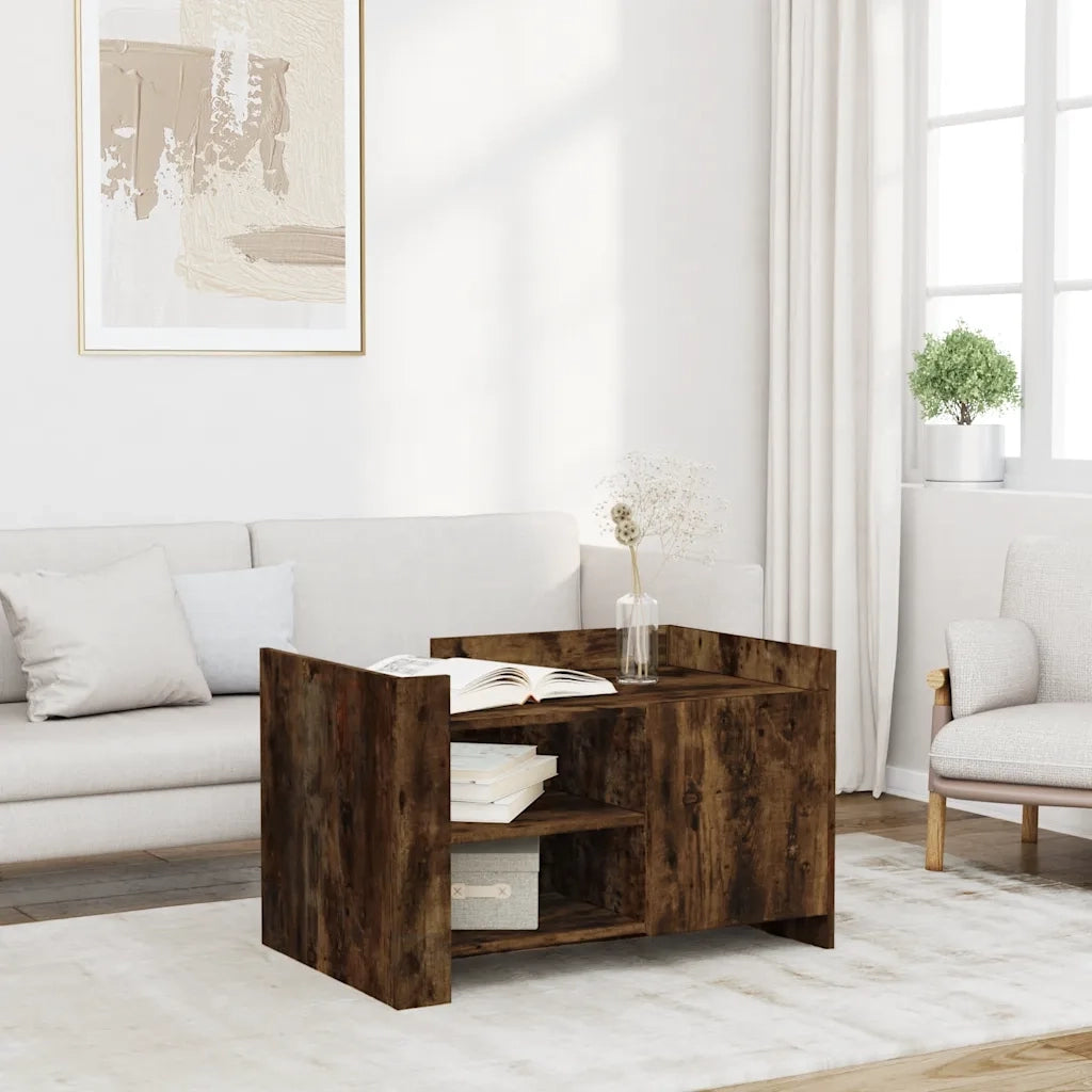 Tavolino da Salotto-Tavolino da soggiorno-Tavolo Rovere Fumo 80x50x50cm in Legno Multistrato 364314