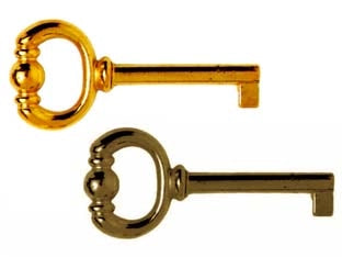 CHIAVI PER MOBILI IN ZAMA- - mm.74 lunghezza gambo mm.43 - bronzo sfumato - 5 pezzi