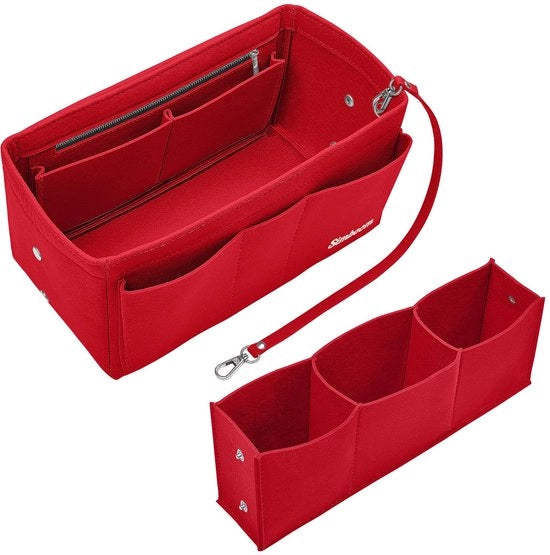 Organizzatore Tas per Borse, Tasorganizzatore Borse Tote con Borsa Interna con Mappe e Porta Chiavi e Cavo per Donne, Rosso/rosso