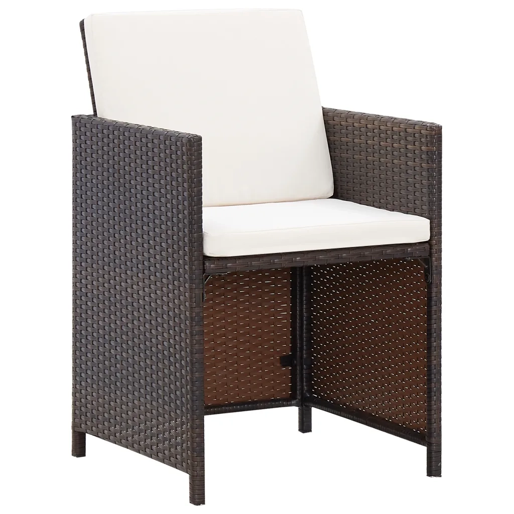 Set da Pranzo da Giardino 5 pz con Cuscini Polyrattan Marrone 42525