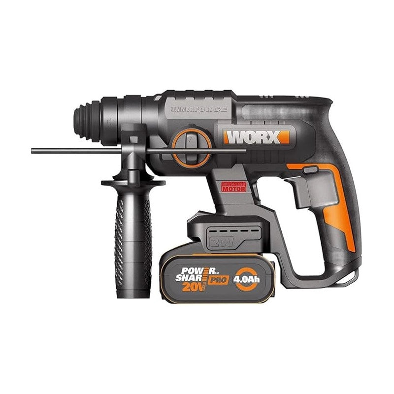 Martello Demolitore WX381 20V Brushless SDS 2,0J con Batteria 4Ah per Foratura e Scalpellatura - Worx