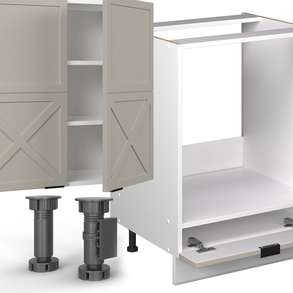 Cucina componibile Fame-Line GrigioBeige/Bianco 355 cm, PL Rovere Vicco