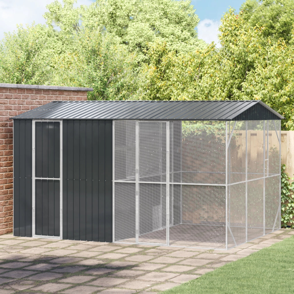 Aviario per Uccelli con Estensione Anthracite 310x442x247 cm in Acciaio