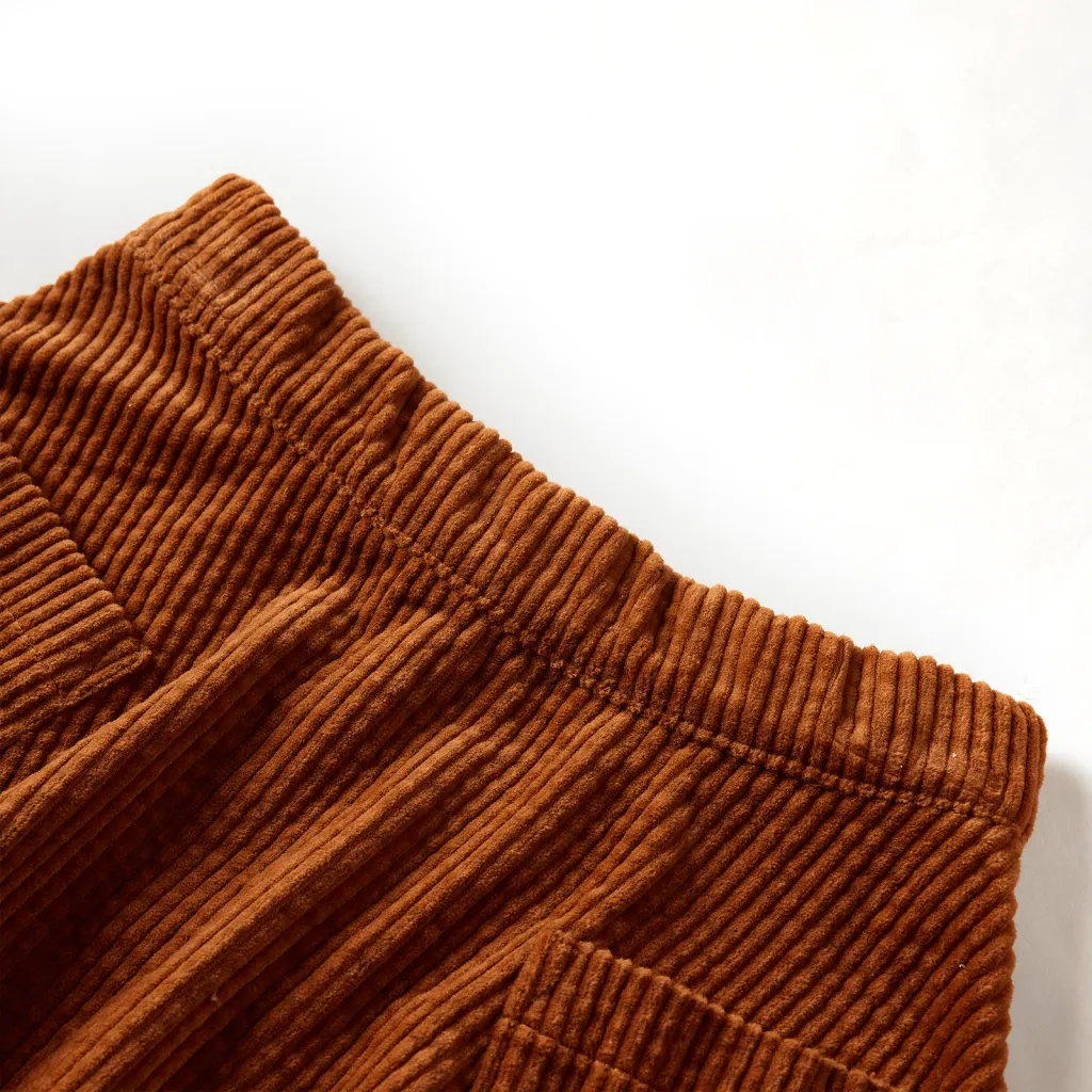 Gonna da Bambina con Tasche a Coste Cognac 116 CFW2147231