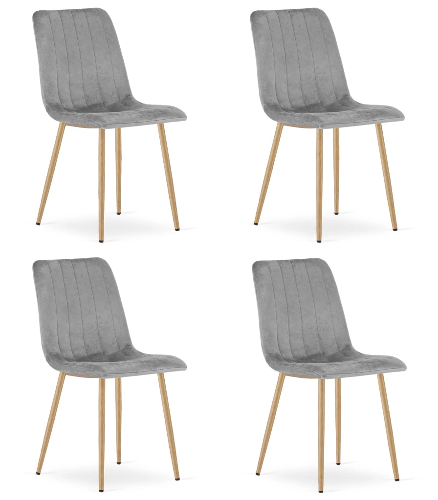 VALORA JEWA Sedia in velluto - Elegante grigio chiaro per soggiorno, cucina x4