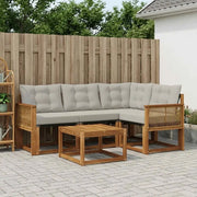 Set di divani da esterno 5 pcs Naturale e Grigio Chiaro