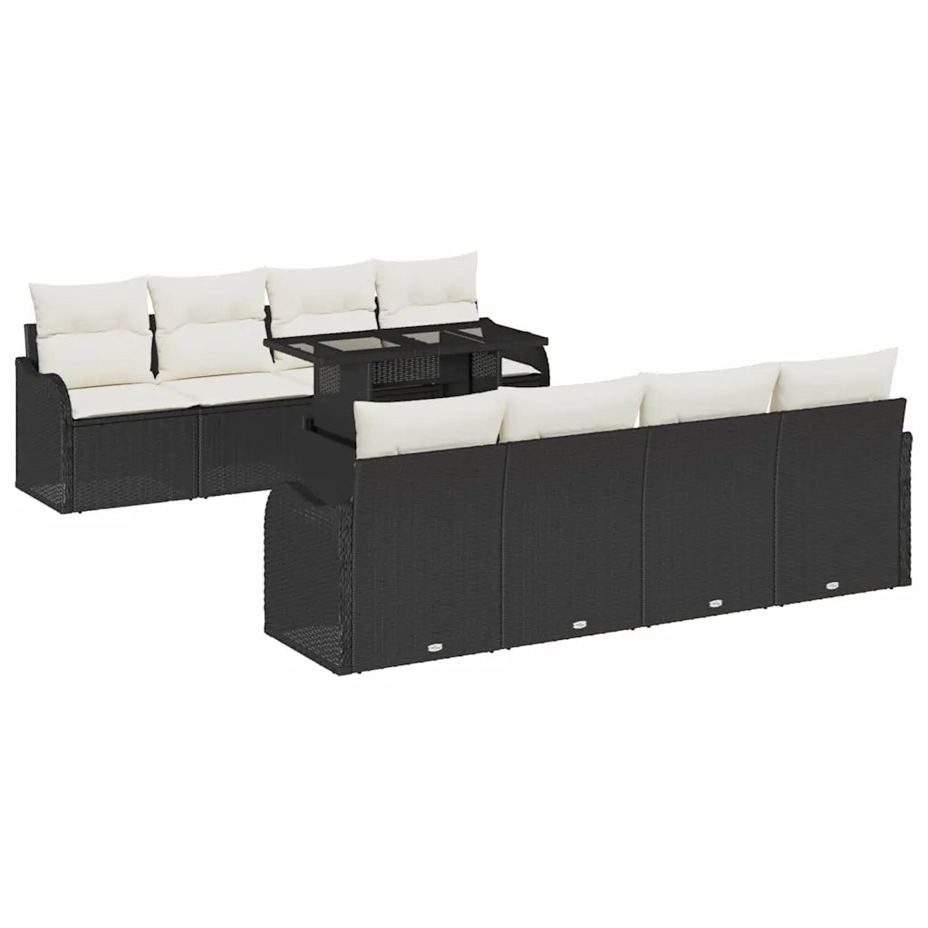 Set Divano da Giardino 9 pcs Nero Rattan in Polipropilene 3357160