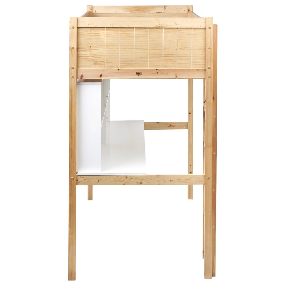 Letto alto per bambini Struttura in legno di pino chiaro con scrivania e letto a soppalco Camera dei bambini e multifunzionale