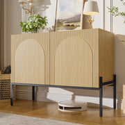 Sideboard moderno con 2 ante e gambe in metallo, finitura naturale, B 100 cm x H 75 cm x T 40 cm