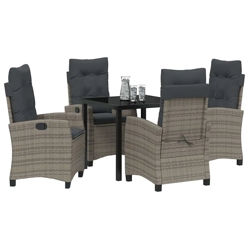 Set da Pranzo per Giardino con cuscino 5 pcs Grigio polyrattan 3380387