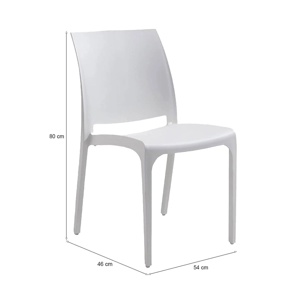 Sedia da esterno Dusanbe, Seggiola da giardino, Seduta outdoor multiuso, Panchina da giardino, Made in Italy, 54x46 h80 cm, Bianco