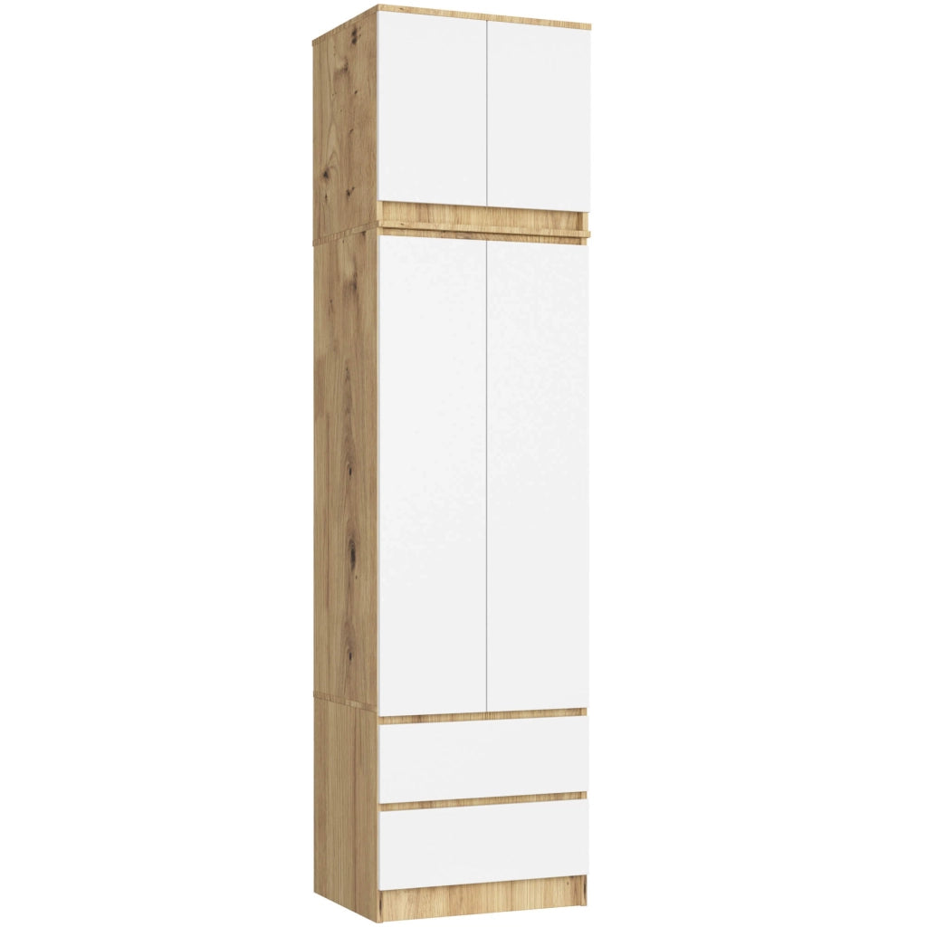 Sopralzo per armadio AKORD S60 Quercia Artisan 60 cm 2 ante inserto frontale Bianco 60x51x55 cm