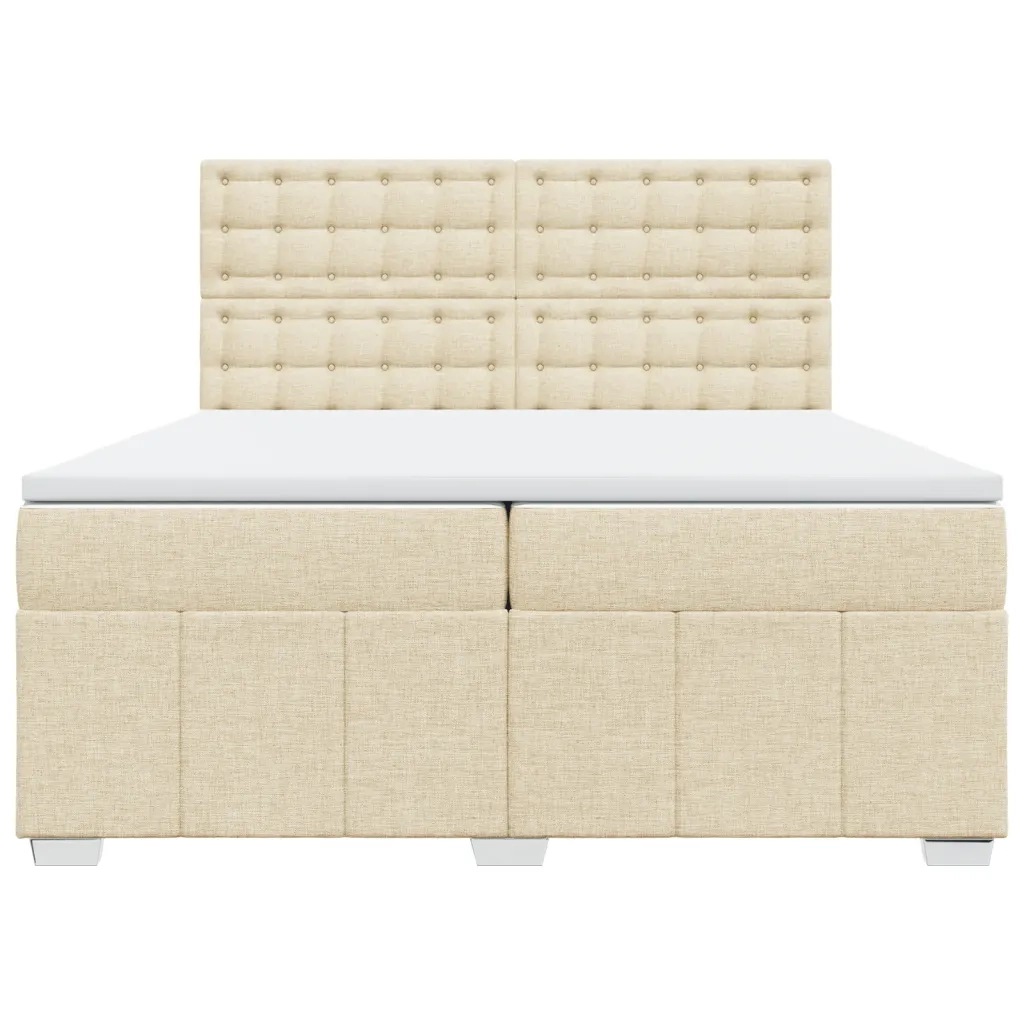 Giroletto a Molle con Materasso Crema 200x200 cm in Tessuto 3291794