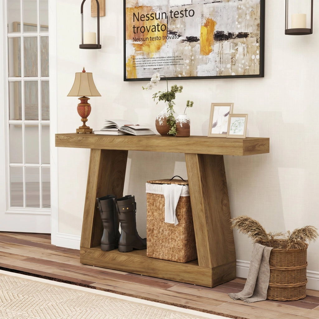 Tavolo consolle allungabile 140 cm ¨C Xylo ¨C rovere con contenitore retro divano