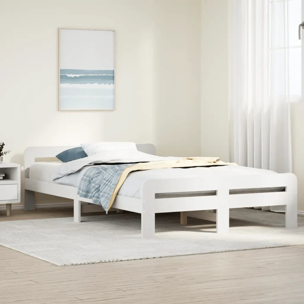 vidaXL Letto senza Materasso Bianco 135x190 cm Legno Massello di Pino