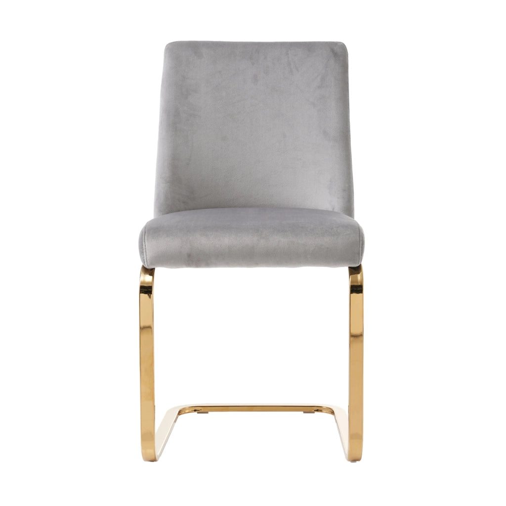 Set di 2 sedie da pranzo in velluto grigio con gambe metalliche